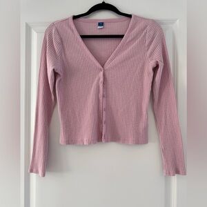 Old Navy Pink Ribbed Crewneck Tee